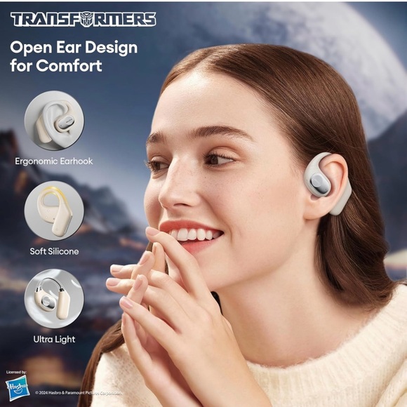 Transformers TF-T18 Open Ear Headphones Wireless Bluetooth 5.4 Earbuds, 60H - Picture 2 of 7